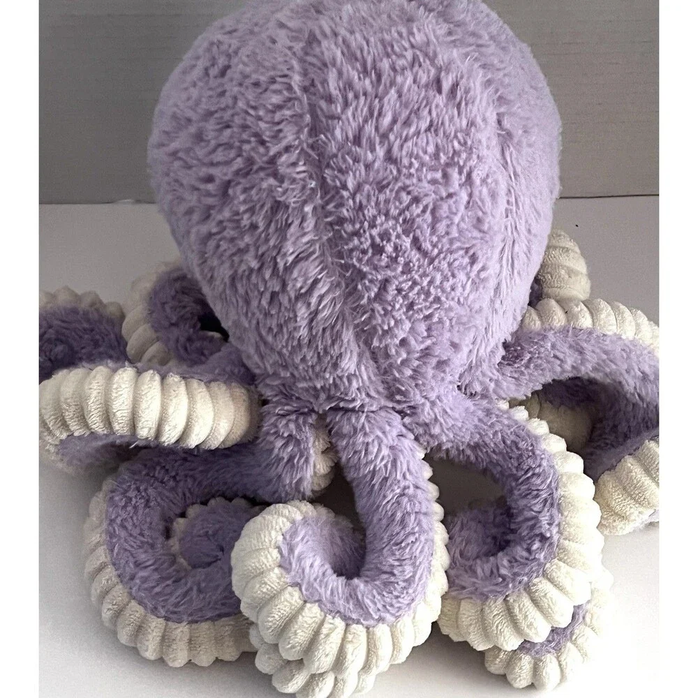 Octopus Plush Stuffed Animal Purple/Violet Ribbed Tentacles Sealife Beach Kawaii